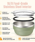 Hella Solid 32 Oz Double Wall Vacuum Insulated Stainless Steel Bowl With Tight Seal Silicone Lid Keeps Your Chow Ice Cold For Up To Twelve Hours All Day Long, showcasing lid and inner structure details.