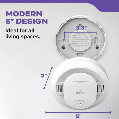 No-Brainer 2-In-1 Smoke And Carbon Monoxide Detector With AA Battery Power, 85 Decibel Alarm, Red LED Indicator, Advanced Sensing For Faster Smoke Detection, Easy Home Safety Upgrade, 9th Edition, modern 5-inch design