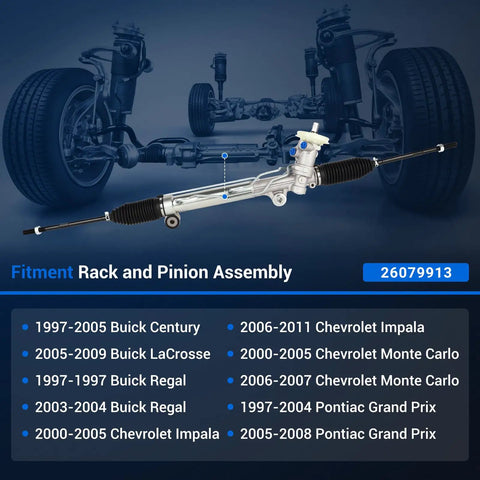 Hydraulic Power Steering Rack And Pinion Replacement For Chevy Impala Monte Carlo Buick LaCrosse Regal Pontiac Grand Prix 1997-2011