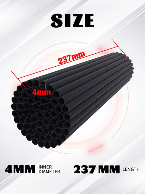 Universal 72 Piece Spoke Covers Set For 8 To 21 Inch Rims Wheel Skins Wraps For Ebikes Dirt Bikes Pit Bikes Motorcycles Bicycles And Wheelchair Decoration Black, showing 237mm length and 4mm diameter black covers.