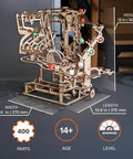 Marble Run Chain Hoist 3D Wooden Puzzle Kit For Grownups Mechanical Engineering Model Build Brain Teaser Hobby Set DIY Desk Toy For Curious Makers And Builders, 12 in tall
