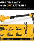 4 In 1 Cordless Pole Saw And Electric Pruning Shears With 8 Inch Brushless Mini Chainsaw And Extension Pole, 20V Batteries