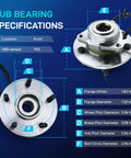 Front Wheel Bearing And Hub Assembly For Ram 1500 And Ram 1500 Classic 2012 To 2022 Front Left And Right 5 Lug Hub With ABS Sensor Wire 3 Bolt Triangular Flange Replacement Ready To Roll specifications chart