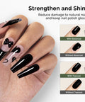 Manicure with HEMA Free Gel Polish Base Coat And Top Coat Set No Wipe Soak Off UV Long Lasting Glossy Finish showing strength and shine