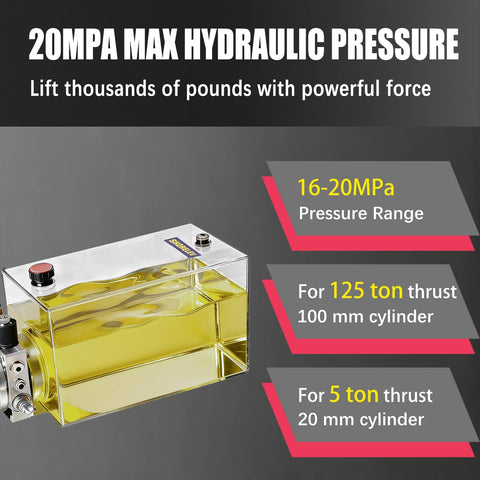 12V DC Hydraulic Power Unit With 15L Iron Reservoir And SAE 6 Connector, High Pressure 3000 PSI Single Acting Pump For Dump Trailers, Tow Trucks, Snow Plows, And Agricultural Equipment