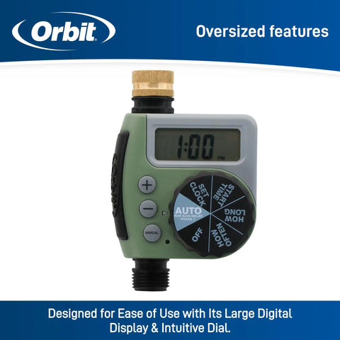 One-Outlet Single-Dial Hose Faucet Timer For Easy No-Fuss Programmable Garden Watering System With LCD Display And Adjustable Watering