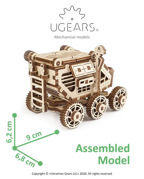 Mars Rover DIY Engineering Kit For Kids And Teens, STEM STEAM Educational Wooden Puzzle Model, Assembled wooden rover model, 9 cm
