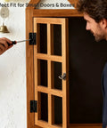 2 Inch Black Stainless Steel Mini Folding Hinges for Small Cabinet Doors being installed