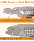 Diagram showing installation of Heat Deflector For Yukon 27 Inch Stove Premium 304 Stainless Steel Heat Diffuser with handle and legs.