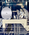 Stainless Steel Pizza Cutter Wheel 9.33 Inch Heavy Duty Rolling Slicer in dishwasher with finger guard, easy to clean kitchen tool