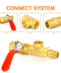 Six Pack 1/4 Inch NPT Brass Pipe Fittings With Ball Valve And Barstock Tee, Solid Brass Construction, Connect System