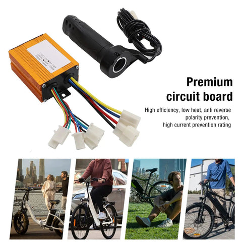 Brushed Electric Bike Controller 36V 350W with Aluminum Housing and Throttle Grip Kit for Scooter and Tricycle