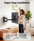 Next Level Full Motion TV Wall Bracket Slick Swivel Tilt Extend Arm For 13 To 43 Inch Echo Show being installed on wall.
