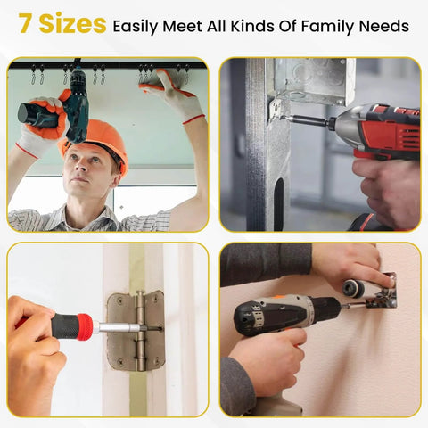 UBANU M4 Wood Screws Assortment Kit in use with various tools for household projects, showcasing versatility and 7 sizes available.