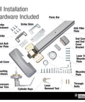 Built Tough Aluminum Rim Panic Exit Device With Storeroom Lever Trim Handle Easy Grip Operation Reversible Left Or Right Hand Swing Fits 36 To 42 Inch Doors For Secure Entry installation hardware and accessories layout