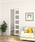 Commercial Grade 6Ft Pocket Door Hardware And Track Set With Soft Close Mechanism installed in living room space