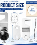 2 Pack Black Toolbox Locks With Keys Tubular Cam Locks Keyed Alike with size details and hook cam design diagram.