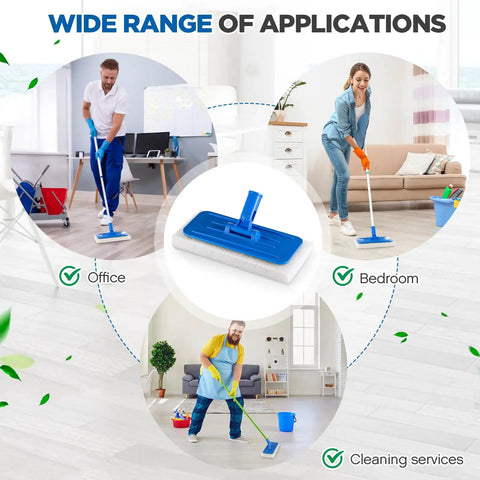 Six-Piece Threaded Swivel Scrub Pad Holder Set With Pads, Heavy-Duty Floor Pad Holders For Commercial Cleaning, Versatile Blue 9 X 3.75 Inch, Built Tough For Contractors And Home Use, Durable Construction For Heavy Scrubbing used in office and bedroom floors