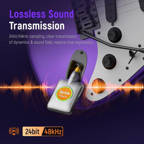 5.8GHz Wireless Guitar System With 24Bit 96KHz Audio Ultra Low 5ms Latency 100ft Range Immersive Hall Class Tone And Interference-Free Signal