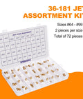 Holley Jet Assortment Kit For Carburetors, 72-Piece Jet Set With Sizes #64 To #99 in a labeled plastic case