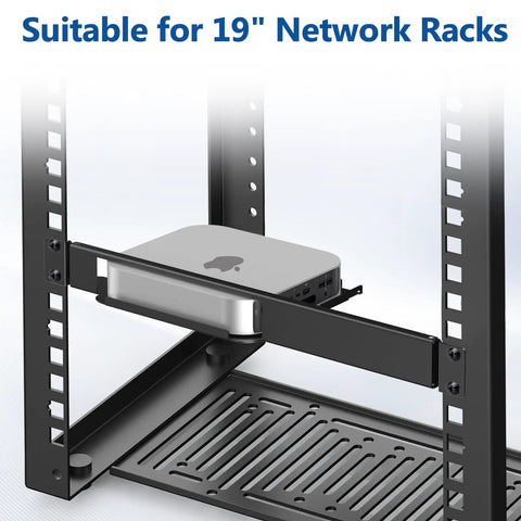 Slick 1U Rack Mount Bracket For Mac Mini Featuring Integrated Hinges And Dual Pivot Arms For No Sweat Hook Up Inside 19 Inch Server Network Cabinets With Rock Solid Stability mounted in a 19-inch rack.