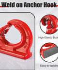 3 Ton Weld On Anchor Hook Set Alloy Steel G80 Built Tough Heavy Duty Lifting Hook For Wrecker Crane Tractor And Rigging 6600 Lbs Working Load 2 Pack, red weld-on hook
