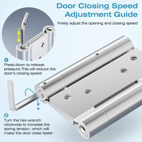 Ranbo 3-inch stainless steel double-spring hinge with integrated tension adjustment; hex wrench shown.