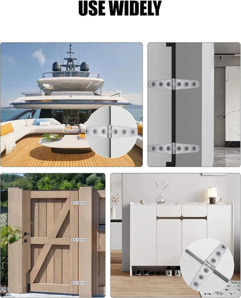 Tough As Nails Heavy Duty Strap Hinges, 1 Pair Real Deal Stainless Steel Marine Grade Hardware, Three Mounting Holes on marine yacht door.