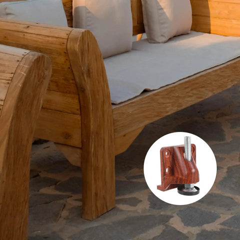 Wooden furniture on stone floor with Tough As Nails Adjustable Furniture Leveling Legs For Cabinets And Wardrobes inset image
