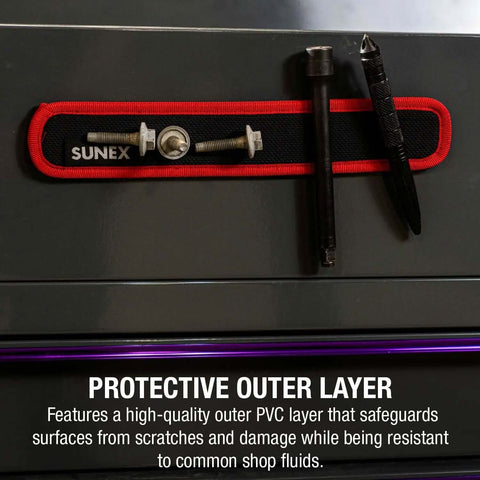 Magnetic PVC Tool Strip 2 Inch By 12 Inch With Strong Rare Earth Magnets Keeps Wrenches Sockets Pliers In Place In Engine Bay Or Garage Protective Outer Layer Prevents Scratches And Fluid Damage