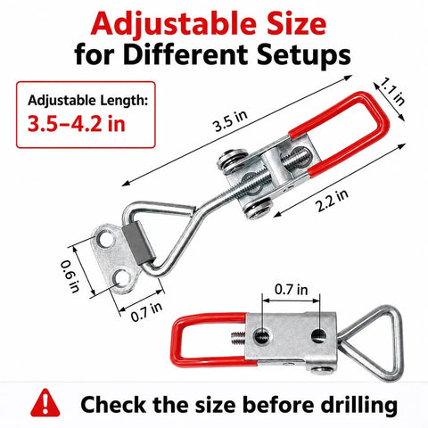 Sixteen Pack Adjustable Toggle Clamp 330 Lb Heavy Duty 4001 Style dimensions for doors and boxes