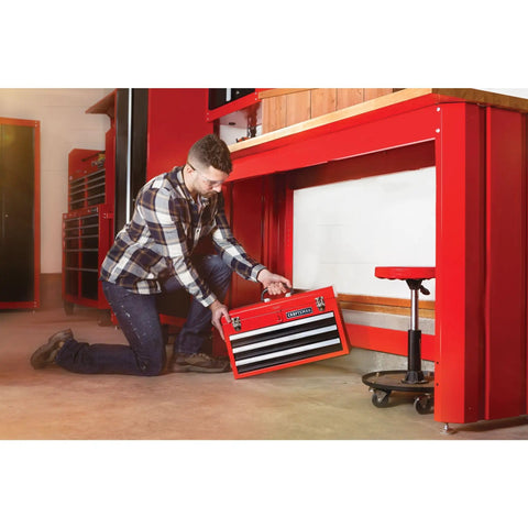 Portable 3 Drawer Tool Chest With Wrench Organizer, Stainless Steel Heavy Duty Storage For The Jobsite Or Garage, Holds Up To 25 Lb Per Drawer, Easy To Transport And Keep Tools Sorted