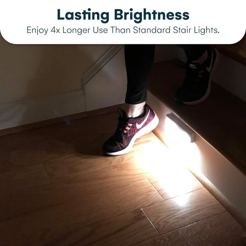 Wireless LED Stair Lights With Motion Sensor, 3 Pack Battery Operated, illuminating steps, stick on, 3000K warm white light
