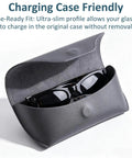 Adjustable LED Light Blocking Covers For Meta Glasses That Block Light And Cut False Alerts, shown in black charging case