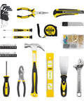 146 Piece Homeowner Tool Set With 14 Inch Wide Mouth Open Storage Tool Bag, A Must Have DIY Hand Tools Kit Including Pliers, Adjustable Wrench, Magnetic Screwdriver Holder, Bits, Utility Knife, Tape Measure And More.