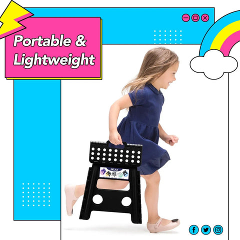 13 Inch Folding Step Stool 2 Pack No Slip Lightweight Collapsible Stool With Handy Grab Handle, child carrying stool