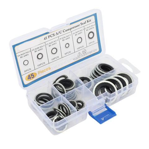 45 Piece Pro Grade AC Compressor Gasket Kit With Six Sizes Automotive Air Conditioning Port Seal Washer Set open box display