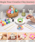 Person sculpting with 8 Lb Air Dry Clay Kit With 100Ml Gloss Glaze Varnish And 27-Piece Pottery Tools Sculpting Set, shown with paints and tools.