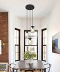 Three Light Mason Jar Pendant Lights For Kitchen Island Farmhouse Chandelier Ceiling Mount Black Rustic Hanging Lighting Dining