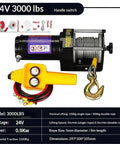 Powerful 12V Electric Winch Pulling 3500 Lbs For Off Road Adventures On Car ATV Or Boat With Tough Synthetic Rope And Ip55 Waterproof Housing For Workshop Use, featuring handle switch and rope.