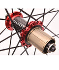 Close-up of 700C Road Bike Wheelset With 30mm Aluminum Rim Carbon Fiber Tube Hub Sealed Bearings Quick Release V Brakes
