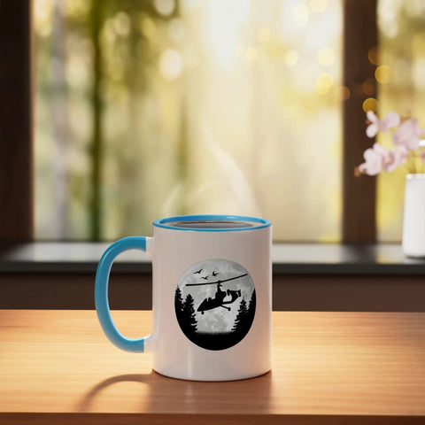 Autogyro Moon Ceramic Mug 11oz Blue White Coffee Mug For Gyrocopter Fans Designed For Gyroplane Pilots Dishwasher Safe Microwave Safe