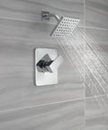 Modern 14 Series Shower Trim Kit With Chrome Head And Handle, Valve Trim Set T14267-PP, wall-mounted spray in use