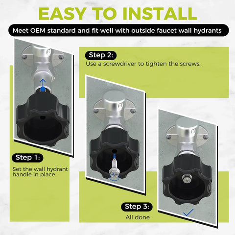 Installation steps for 2 Pack Wall Hydrant Handle Repair Kit 630-7965 For Mansfield 300 400 500 Series Outdoor Faucet Replacement