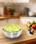 Top Tier 304 Stainless Steel Dip Chiller Bowl 35oz Heavy Duty Water Cooling System with guacamole on kitchen counter.