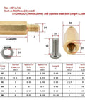 Brass Hex Pillar Standoff Kit For DIY Electronics PCB Mounts M2 Through M5 With Male Female Nuts Knurled Caps And Spacer Hardware For Easy Maker Projects, size chart