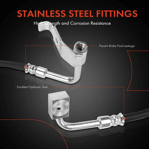 Stainless steel fittings of Front Passenger Side Brake Hydraulic Hose For Jeep Wrangler 2011 To 2017 And Wrangler JK 2018