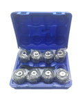 Beilockery 220V Vertical Electric Tapping Machine M3 M16 With Touch Screen 600W Motor accessories in blue case.