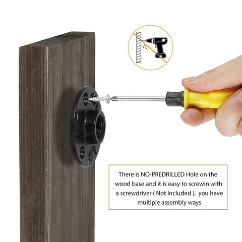 Detail of screwdriver assembling Dark Brown Toilet Paper Holder Stand For Bathroom, Durable Steel Construction