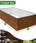 Galvanized Raised Garden Bed 96 Inch Long 48 Inch Wide 24 Inch High Outdoor Metal Planter Box Kit with bottomless design